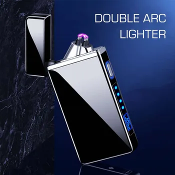 Noul Design Dual-Arc USB Bricheta cu LED Baterie Display Electronic Bricheta Smart Touch Windproof Bricheta Reîncărcabile Cadou