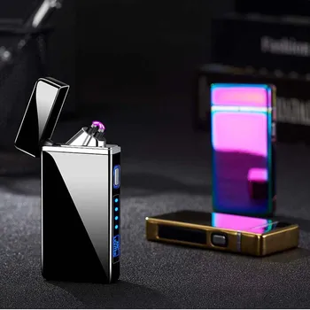 Noul Design Dual-Arc USB Bricheta cu LED Baterie Display Electronic Bricheta Smart Touch Windproof Bricheta Reîncărcabile Cadou