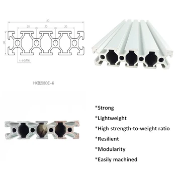 1BUC 2080 Profil de Aluminiu Extrudare 100-800 mm Lungime Standard European Anodizat Liniar Feroviar pentru DIY CNC 3D Printer banc de lucru