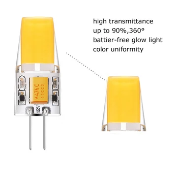 6pcs/lot Bec LED G4 12V AC DC 3W COB LED G4 Lumina 360 Fascicul de Unghiul Nici o Pâlpâire Natural Cald Alb Rece Înlocui 30W Lampa cu Halogen