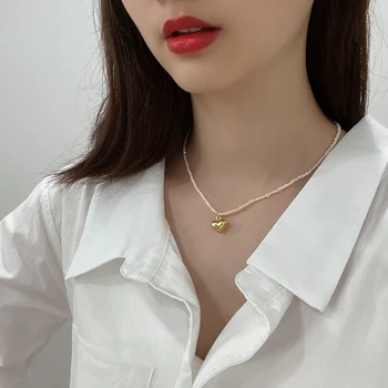 Louleur Argint 925 Vintage de apă Dulce Colier de Perle de Înaltă Calitate Inima/Shell Colier de Aur pentru Femei Elegante Bijuterii Fine 2020