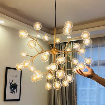 LED-uri moderne firefly sputnik iluminat Candelabru elegant ramură de copac candelabru lampă de tavan decorative minge de sticlă chandelies agățat