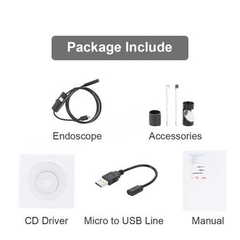 KERUI Mini Camera Endoscop 7mm/5.5 mm USB Camera pentru Android Endoscop de Inspecție Camera Endoscop Impermeabil 6 Led-uri Reglabile