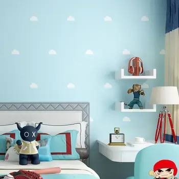 Cer Albastru Nori Albi Moderne De Perete De Hârtie, Role Copii, Cameră De Băiat Fată Dormitor De Printesa Fond Camera De Decorare Perete Tapet