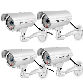 ZILNK Impermeabil Dummy Camera Bullet Intermitent LED Roșu Piscină Interioară False de Securitate CCTV Simulare Camera de Argint Livrare Gratuita