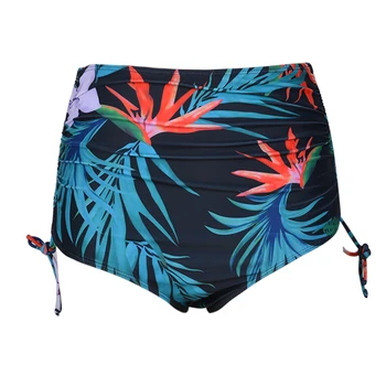 MJARTORIA Femei Retro cu Talie Înaltă Bikini Bottom florale Imprimate slip de baie pentru Femei Ruched Side Tie Inot Indispensabili Beachwear