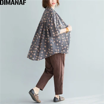 DIMANAF Plus Dimensiune Bluza Tricouri Femei Îmbrăcăminte de Vară Doamna Topuri Tunica Vintage Print Floral Liber Casual Butonul Lenjerie de pat Cardigan