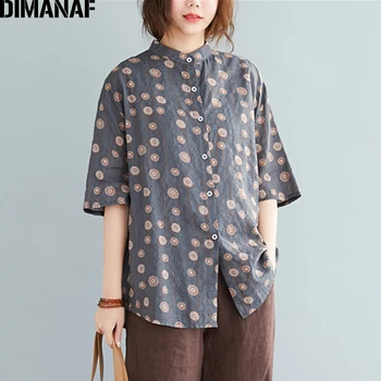 DIMANAF Plus Dimensiune Bluza Tricouri Femei Îmbrăcăminte de Vară Doamna Topuri Tunica Vintage Print Floral Liber Casual Butonul Lenjerie de pat Cardigan