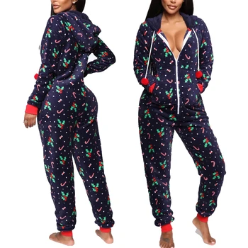 Femeile Pom De Craciun Model Mâneci Lungi Pijamale Non-Picior Sleepwear Salopeta