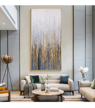 Arta de perete moderne imagine decor acasă pictură în ulei aur verticale de mari dimensiuni panza arta pictura pe perete pentru camera de zi abstract