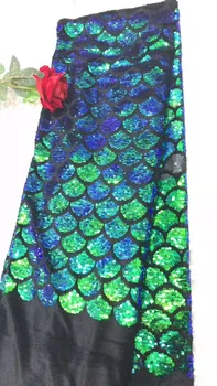 LASUI W0085 nou 1 yard /1 lot 2 culoare DIY Performanță îmbrăcăminte rochie de seară scară de pește paiete broderie dantela tesatura ochiurilor de plasă