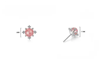 Trendy Argint 925 Roz de Cristal Zircon Fulg de zăpadă Drăguț Mici Cercei Stud Pentru Fete Femei Simplu de Partid, Bijuterii Ureche ED663