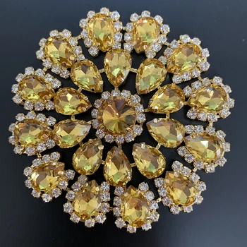 Crystal AB Colorate stras aplicatiile rotund de Flori coase pe stras argint aur de bază Pentru DIY rochie de petrecere saci de pantofi