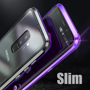 Magnetice de Adsorbție Caz pentru Samsung S9 S9 Plus+ Sticla Capac Spate Metal Bara de protecție Caz pentru Samsung Galaxy S9 S9Plus