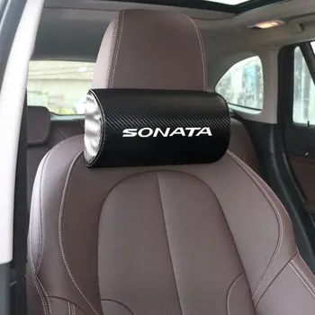1buc/set Auto din fibra de Carbon Logo-ul tetiera Pentru hyundai Sonata ACCENT, ELANTRA I30 ambele laterale din piele pu Auto pernă pentru Gât