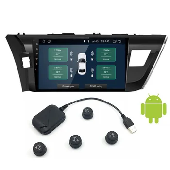 USB Android TPMS Mașină de monitorizare a Presiunii în Anvelope cu 4 Senzori Externi de Monitorizare Sistem de Alarma 5V Wireless