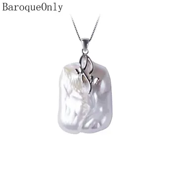 BaroqueOnly Naturale Baroc de apă Dulce Pearl Colier Pandantiv,18-23 mm, Argint 925 Pandantiv Perla Bijuterii Pentru Femei
