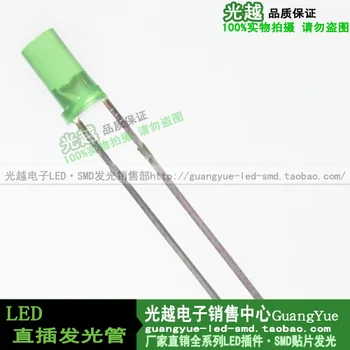 100buc/BAIE Luminoasă cu LED-uri tub F3 cap Plat Verde Lampa led șirag de mărgele Diodă 3MM Verde