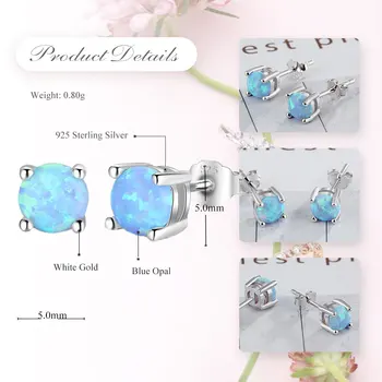 UMODE Rotunde de 5mm Albastru Natural Opal 925 Știfturi de Argint Cercei pentru Femei Diamond Piatră prețioasă de Bijuterii bijoux 925 ULE0482