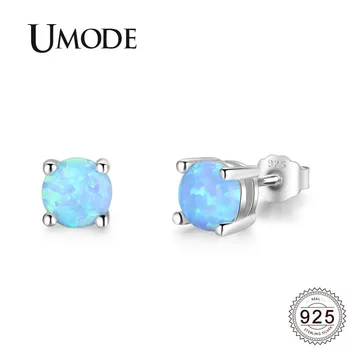 UMODE Rotunde de 5mm Albastru Natural Opal 925 Știfturi de Argint Cercei pentru Femei Diamond Piatră prețioasă de Bijuterii bijoux 925 ULE0482