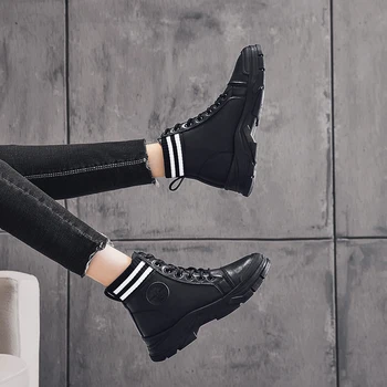 2020 Moda Glezna BootsThick cu talpi de Toamnă Negru de sex Feminin Platforma Casual de Funcționare în aer liber pentru femei Cizme pentru Femei Pantofi W519