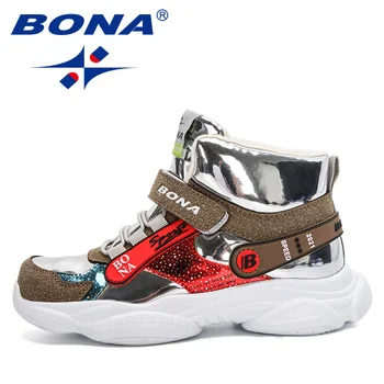 BONA 2020 New Sosire Stil Britanic Sintetice din Piele Glezna Cizme de Zapada Băieți Fete Pantofi de Iarna de Pluș Cald High Top Încălțăminte