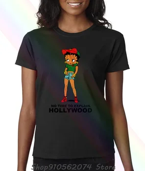 Betty Boop Hollywood Nici Timp Pentru a Explica Iconic Desene animate Top Alb pentru Femei T-shirt