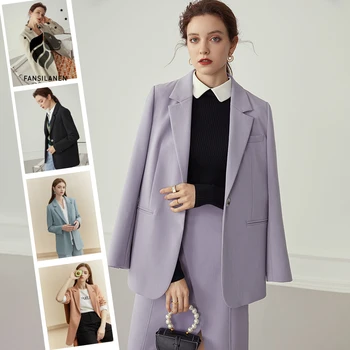 FANSILANEN Multicolor toamna iarna sacou casual pentru Femei doamnă birou negru sacou blazer supradimensionat de sex Feminin violet blazer coat 2020