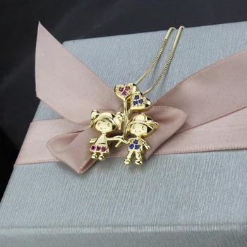 SUNSLL Nou aur cupru pandantiv zircon cubic băiat și fată colier pentru copii/femei partid de moda bijuterii mama de ziua de nastere cadouri