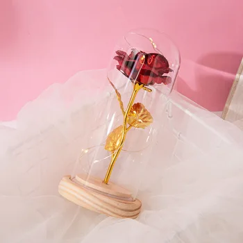 Artificiale Veșnică a Crescut de Lumină LED frumoasa si ia In Capac de Sticlă de Crăciun Decor Acasă pentru Mama de Ziua Îndrăgostiților Cadou de Nunta