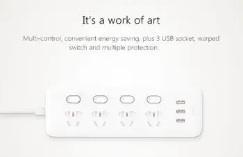 Original Xiaomi Mijia prelungitor 4 Prize Individuale 4 Switch-uri de control 5V/2.1 a 3 port USB de Extensie Prize Incarcator cablu 2m