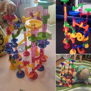 105Pcs DIY Marmură Alerga Cursa Labirint de Bile Piesa Blocurile de Învățământ Cunstruction Cărămizi Copii Cadou Copil Jucărie
