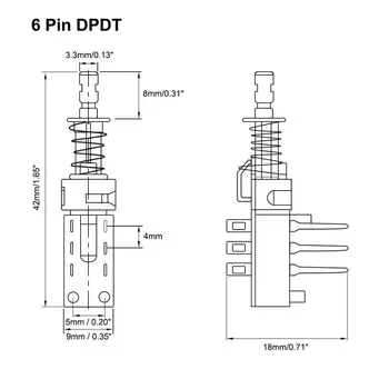 Buton Comutator DPDT 6 Pin 1 Poziție de Auto-Blocare 5pcs