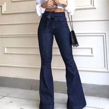 2021 Talie Inalta Blugi Largi Picior Femei Brand Iubit Blugi Denim Skinny Femei Vintage Flare Jeans Plus Size 2XL Pant