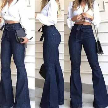 2021 Talie Inalta Blugi Largi Picior Femei Brand Iubit Blugi Denim Skinny Femei Vintage Flare Jeans Plus Size 2XL Pant