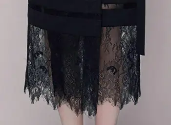 Rochie Pentru Femei Costum De Înaltă Calitate Elegant Pista De Lux Designeri Sacou Lung Sacou Doamnelor Negru Dantelă Rochie De Îmbinare Femme Halat