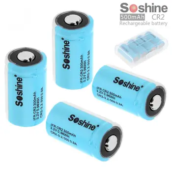 4buc/lot Soshine IFR CR2 3.2 V 300mAh LiFePO4 Baterie Reincarcabila + Cutie Baterii pentru Lanterna / Far / Camera