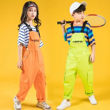 Copiii Hip Hop Haine cu Dungi T Shirt Topuri Largi Salopete Pantaloni pentru Fete Baietii de Jazz, Dans, Costume de Dans Haine Purta