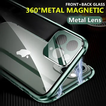 Nia și austria Spate si Fata Plina de Acoperire Magnetică de Caz Pentru iPhone 12 Pro Max Mini Sticlă Transparentă Pentru iphone 11 Pro Xs Max X XR Cazuri