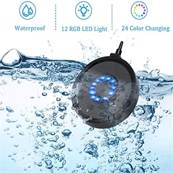Acvariu rotund Balon de Lumină cu Auto De 24 de Schimbare a Culorii LED Rezervor de Pește Pietre Accesorii Decor 12 LED-uri