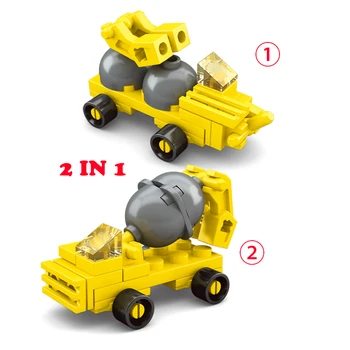 HUIQIBAO JUCARII 8 Seturi 2in1 Mini Inginerie Constructii Blocuri de Constructii Pentru Copii City Excavator macara auto Cărămizi