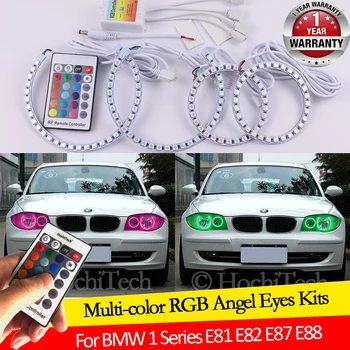 Pentru BMW Seria 1 E81 E82 E87 E88 Faruri cu Halogen 16 culori RGB Angel Eyes LED-Halo Inele RF fără Fir de Control de DRL