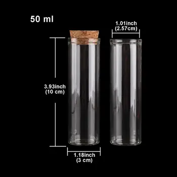24buc 50ml dimensiune 30*100mm Eprubetă cu Dop de Plută Spice Sticle Recipient Borcane Flacoane DIY Meșteșug