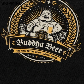 Amuzant Buddha Bere Moda T-shirt pentru Bărbați cu Mânecă Scurtă din Bumbac Tricou Topuri Gât Rotund de Agrement Budismul Tricou Alcool Iubitor de Cadou