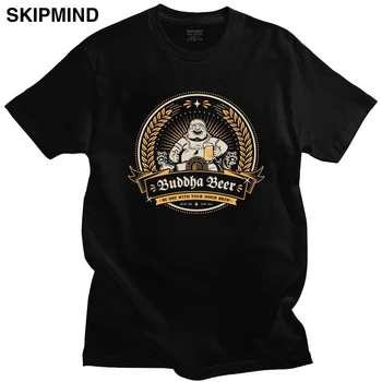 Amuzant Buddha Bere Moda T-shirt pentru Bărbați cu Mânecă Scurtă din Bumbac Tricou Topuri Gât Rotund de Agrement Budismul Tricou Alcool Iubitor de Cadou
