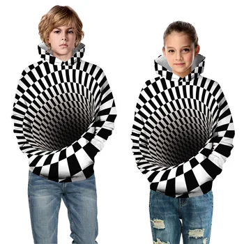 Copii 3D vision vortex hanorac baieti si fete de moda de primăvară maneca lunga casual sport hoodie teen tendință de street wear