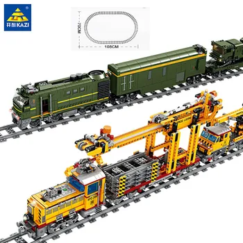 KAZI City Tren Electric Serie de Blocuri de Cale Ferată Masina cu sunet de lumină Modelul asamblat Jucarii pentru copii