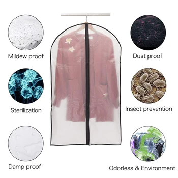 6pcsset Îmbrăcăminte Acoperă Clar Geanta Costum de Umiditate rezistent la apa Molia Dovada Saci de Îmbrăcăminte Respirabil Fermoar Capac de Praf