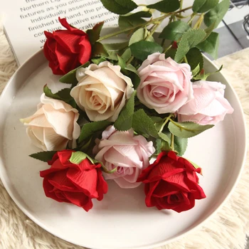 5pcs Flori Artificiale de Mătase Rose Long Branch Buchet pentru Nunta Decor Acasă Flori False DIY Cununa Consumabile Accesorii