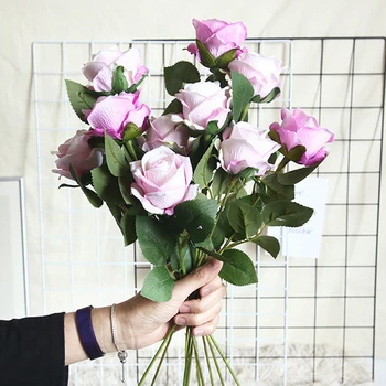 5pcs Flori Artificiale de Mătase Rose Long Branch Buchet pentru Nunta Decor Acasă Flori False DIY Cununa Consumabile Accesorii